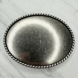 Ivan Simple Western Oval Belt Buckle Silver Tone Rope Border Classic ✨